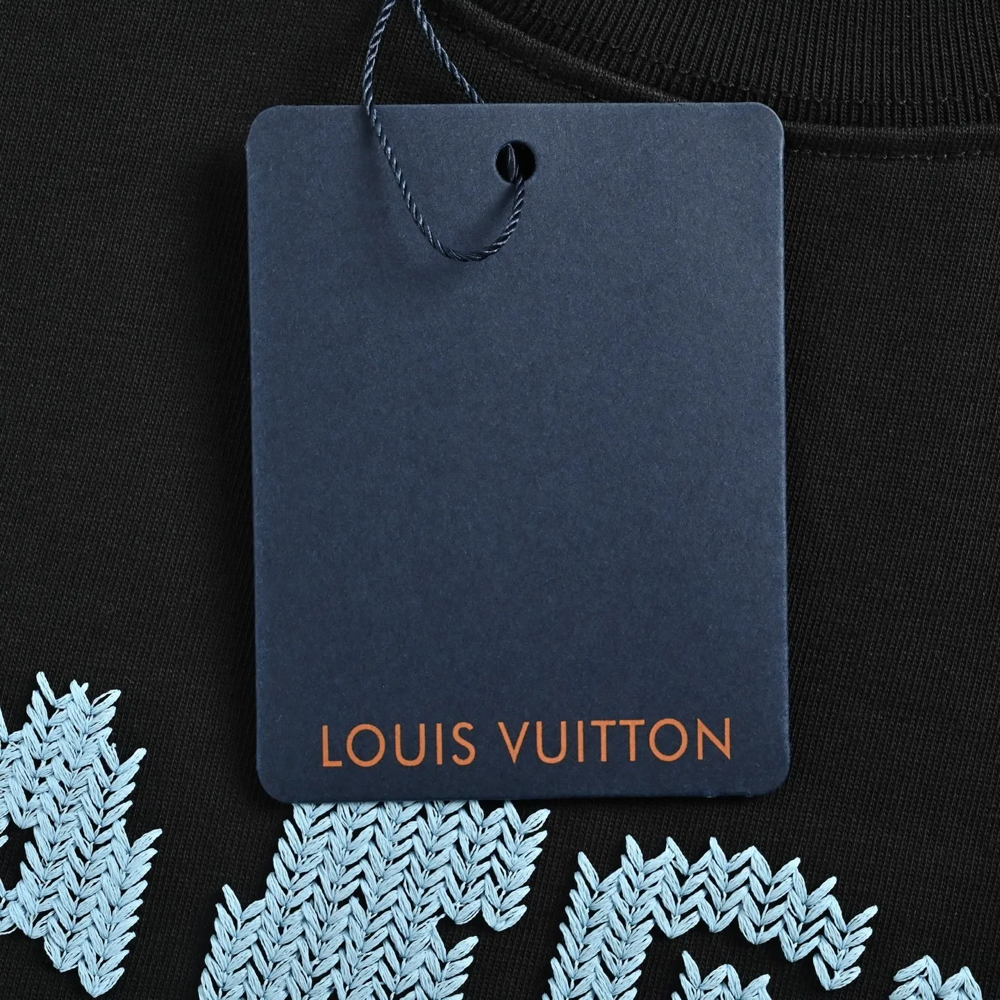Louis Vuitton/Louis Vuitton Blue embroidered letter short sleeves